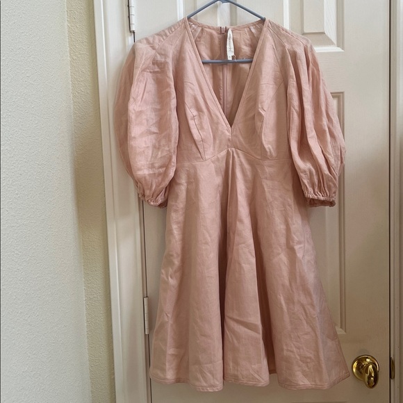 Zimmermann Dancer Linen Day Mini Dress In Blush Size 0 - Picture 9 of 11